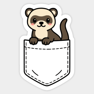 Funny Ferret Pocket Pal Cute Pet Mustelid Animal Sticker